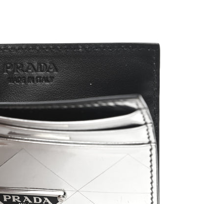Prada Spazzolato Triangle Patterned Card Holder Argento 6 of 9