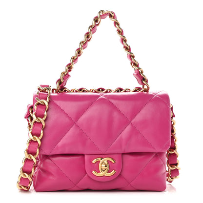 Chanel Lambskin Quilted Small Chain Top Handle Flap Pink 1 of 10