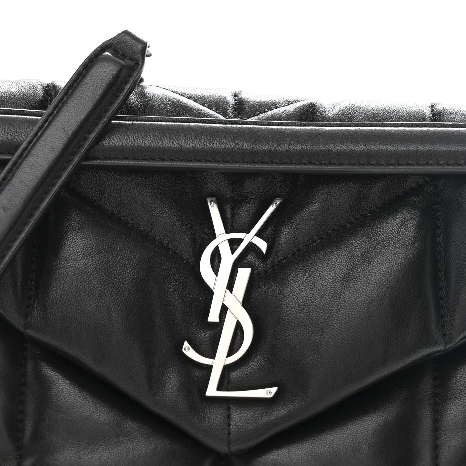 Saint Laurent Lambskin Quilted Small Loulou Puffer Monogram Chain Satchel Black 8 of 10