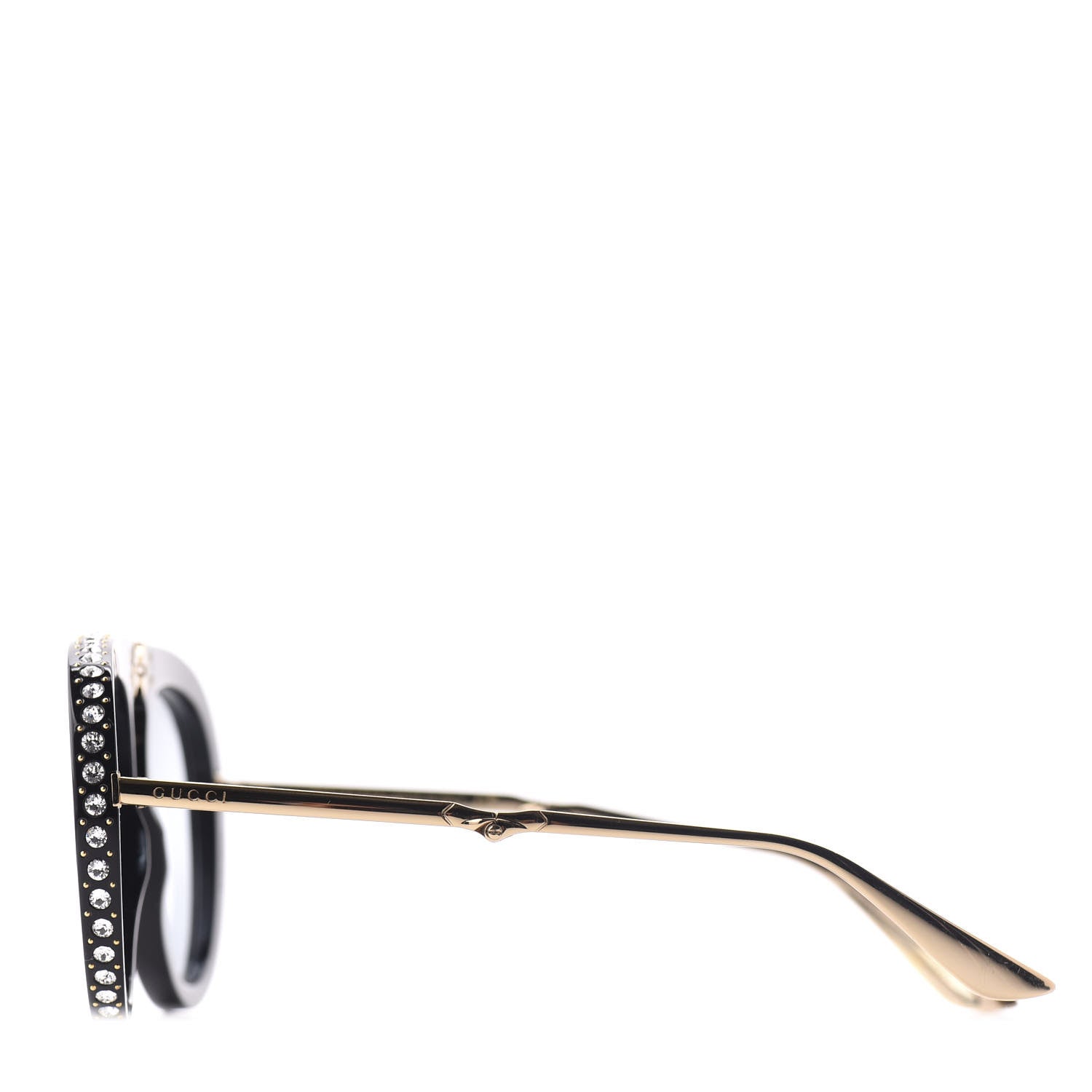 Gucci Acetate Crystal Foldable Aviator Sunglasses GG0307S Black 3 of 10