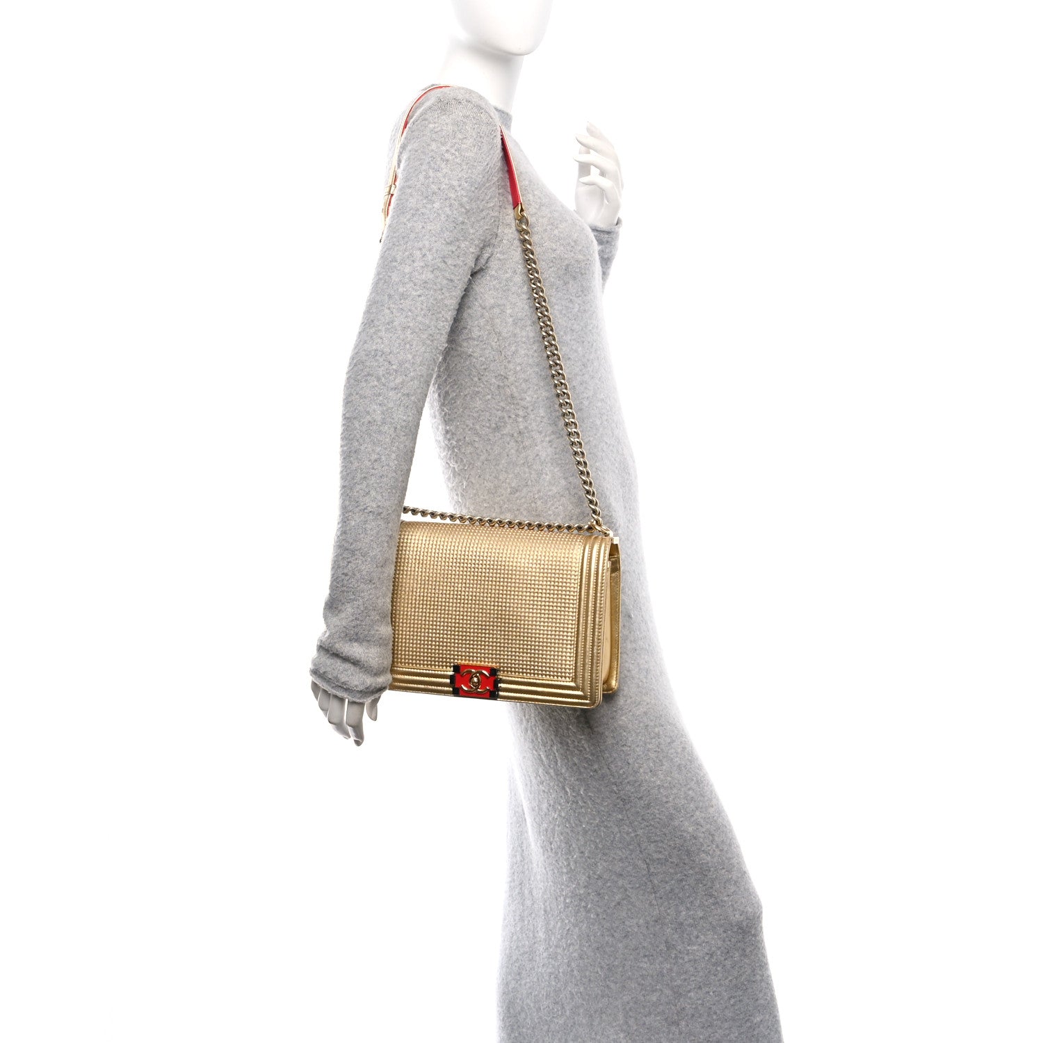 Chanel Metallic Lambskin Embossed New Medium Cube Boy Flap Gold 2 of 10