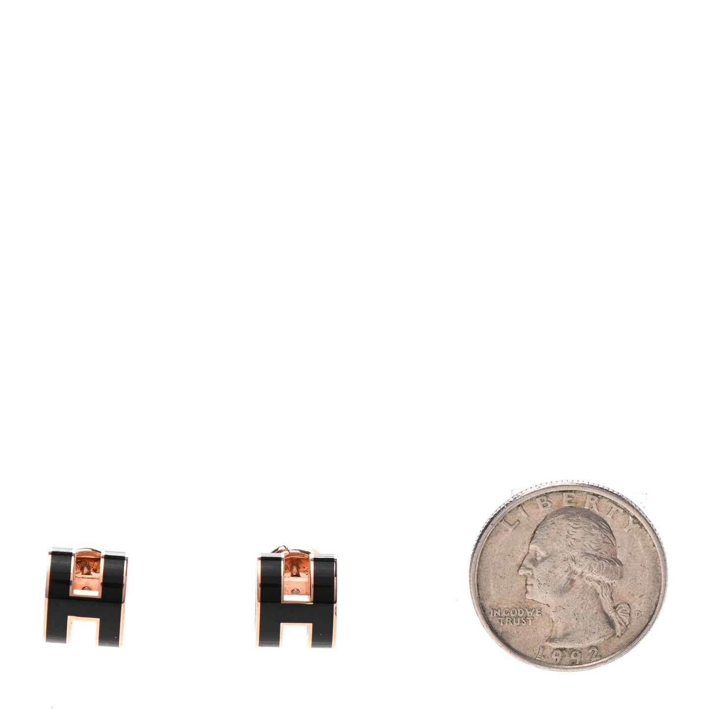 Rose Gold Lacquered Pop H Earrings Black