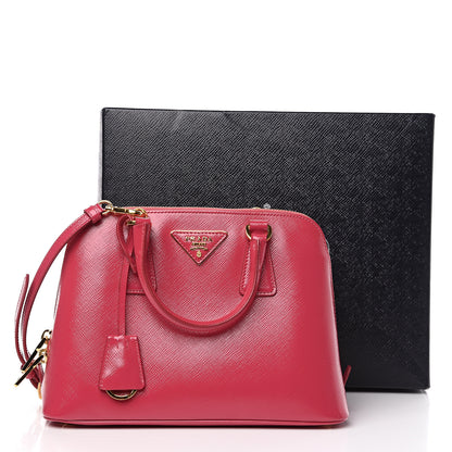 Prada Saffiano Vernice Mini Promenade Tote Peonia 9 of 9