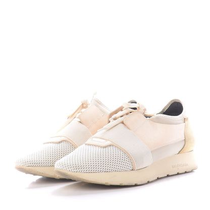 Balenciaga Calfskin Neoprene Mesh Womens Race Runner Sneakers 41 Beige Grey 3 of 10