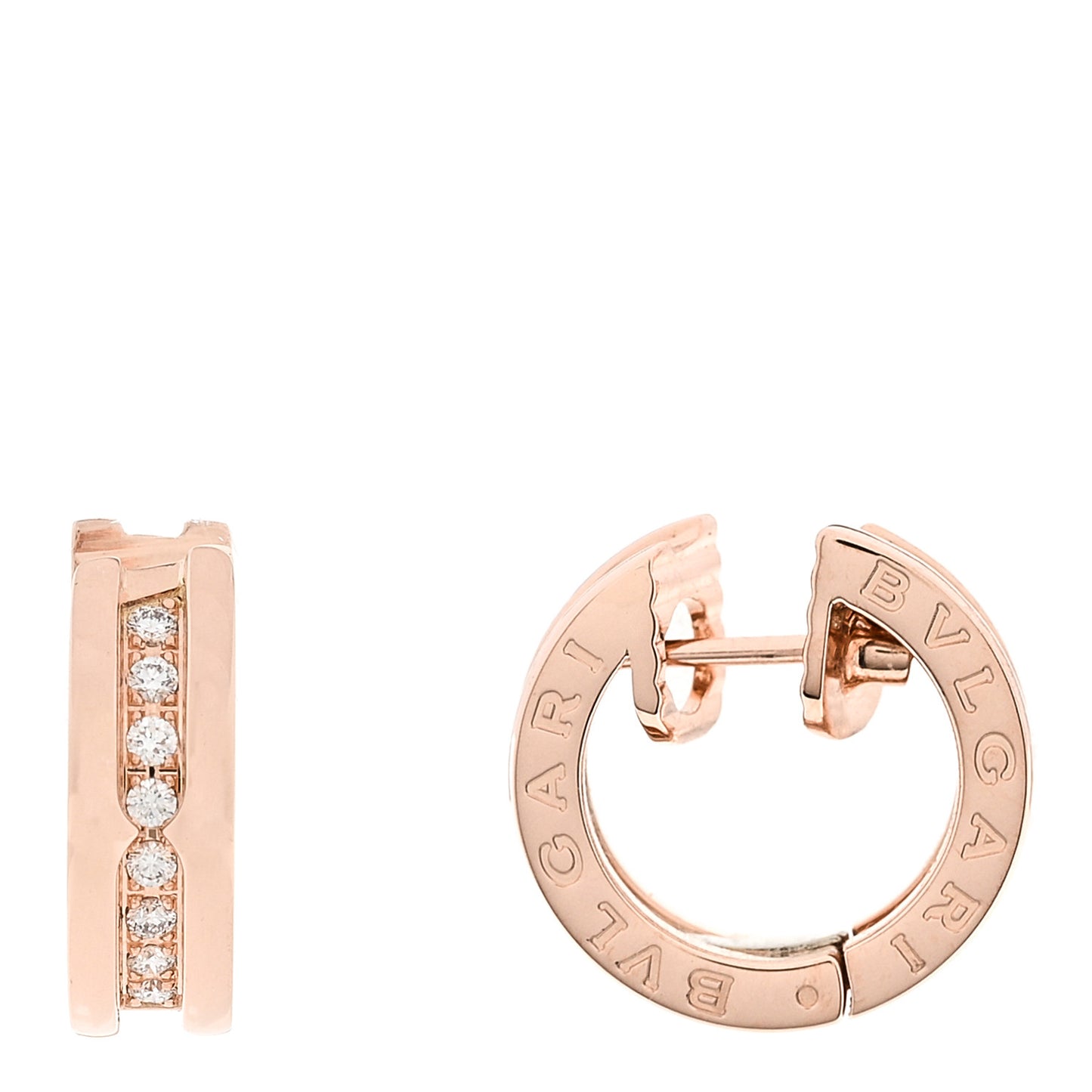 18K Rose Gold Diamond Small B.Zero1 Hoop Earrings