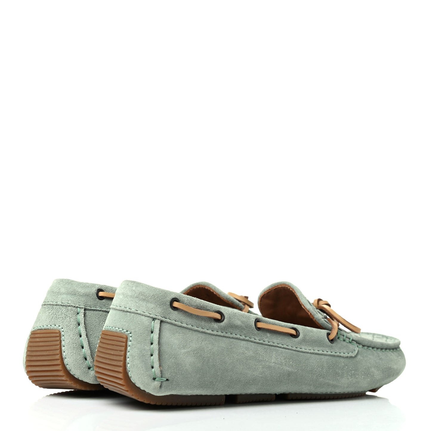 Suede Intrecciato Wave Driver Moccasin Loafers 36 New Sage