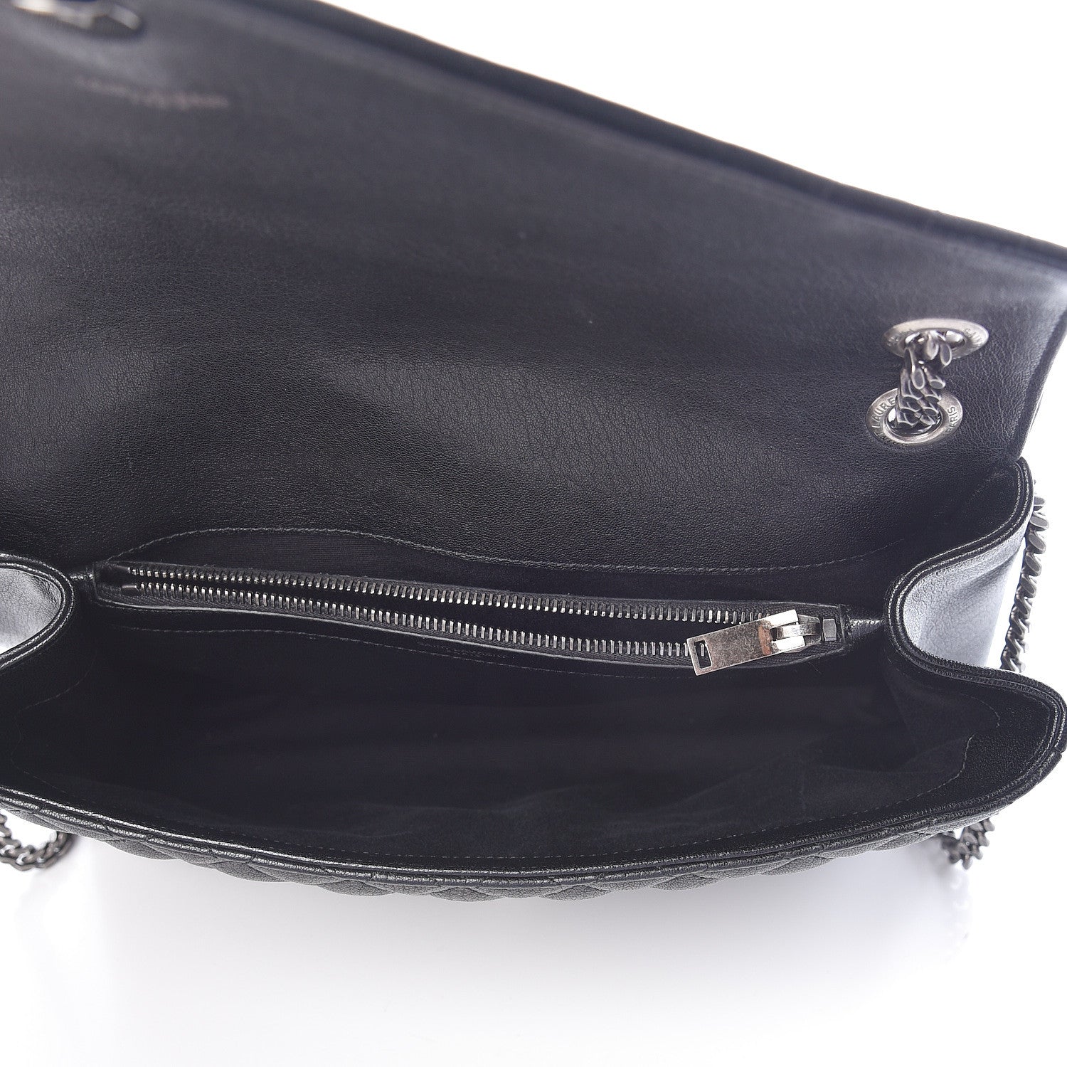 Saint Laurent Calfskin Mixed Matelasse Triquilt Large Monogram Satchel Black 5 of 10