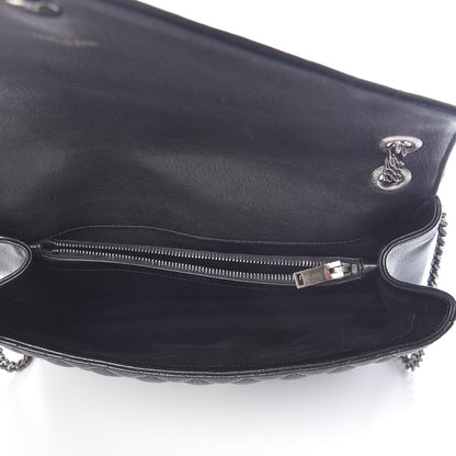 Saint Laurent Calfskin Mixed Matelasse Triquilt Large Monogram Satchel Black 5 of 10