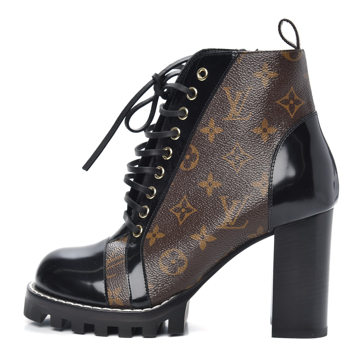 Patent Calfskin Monogram Star Trail Ankle Boots 38.5 Black