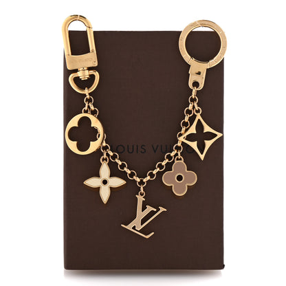Louis Vuitton Brass Enamel Fleur De Monogram Bag Charm Chain Gold 5 of 5