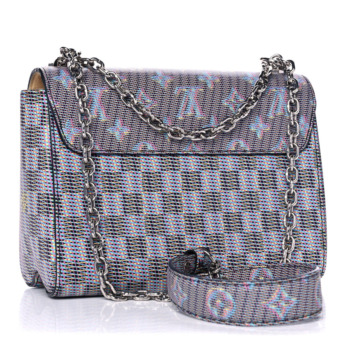 Calfskin Monogram LV Pop Twist Shoulder Bag MM Blue