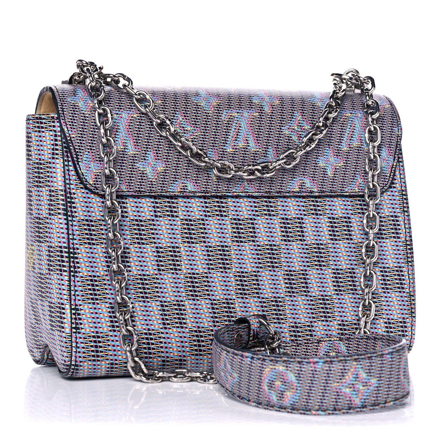 Louis Vuitton Calfskin Monogram LV Pop Twist Shoulder Bag MM Blue 3 of 16