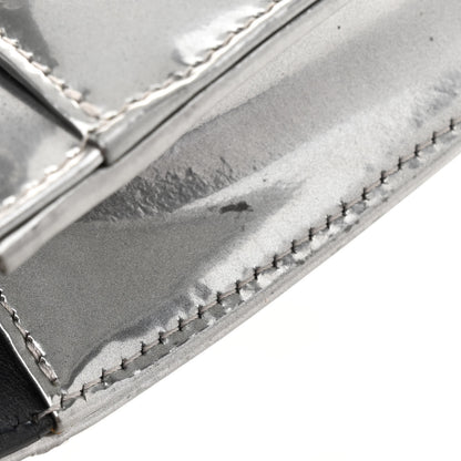 Christian Dior Metallic Patent Micro-Cannage Diorama Wallet on Chain Pouch Silver 14 of 14