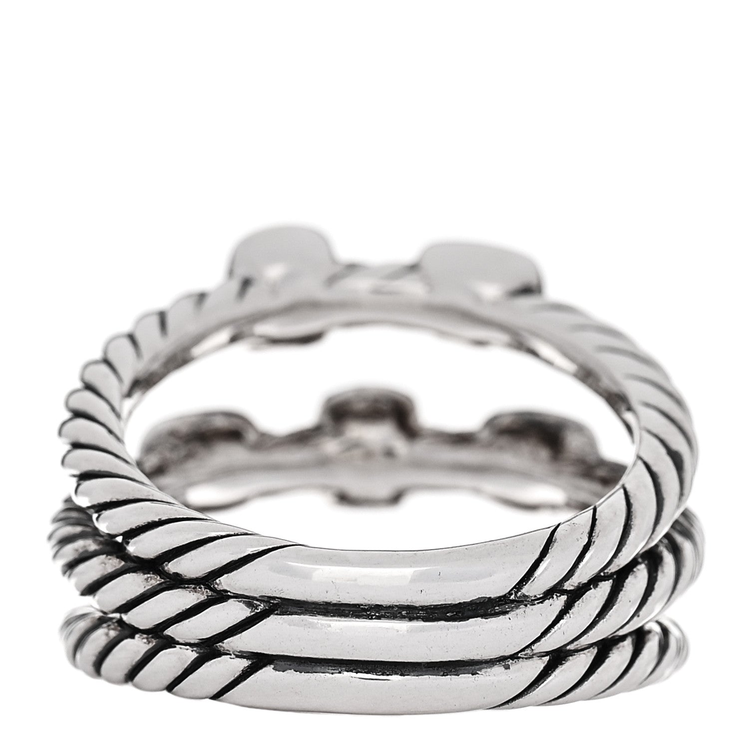 David Yurman Sterling Silver Diamond Confetti 3 Row Ring 54 7 3 of 4