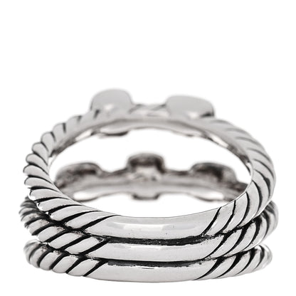 David Yurman Sterling Silver Diamond Confetti 3 Row Ring 54 7 3 of 4