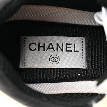 Chanel Mesh Suede Calfskin Grained Calfskin Womens CC Sneakers 39.5 White Black 6 of 10