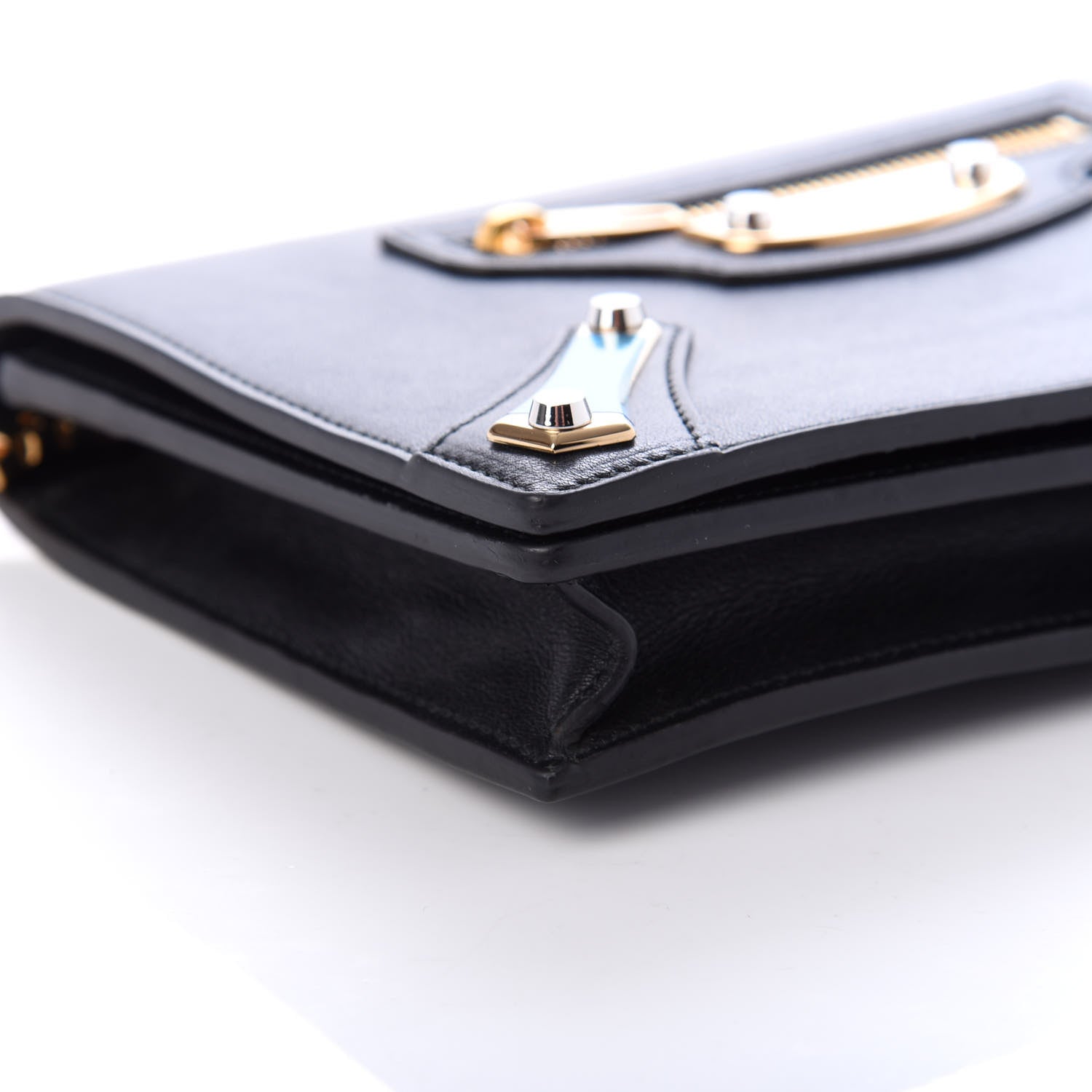Balenciaga Veau Amp Plate Gold Chain Wallet Black 6 of 9