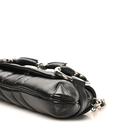 Gucci Nappa Vertical Matelasse Medium Maxi Horsebit Chain Shoulder Bag Black 10 of 11