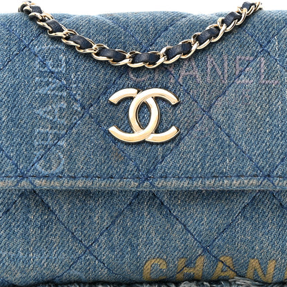 Chanel Denim Quilted Denim Mood Clutch With Chain Blue Multicolor 8 of 13