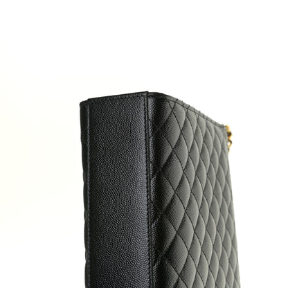 Saint Laurent Grain De Poudre Textured Mixed Matelasse Large Triquilt Monogram Satchel Black 12 of 13