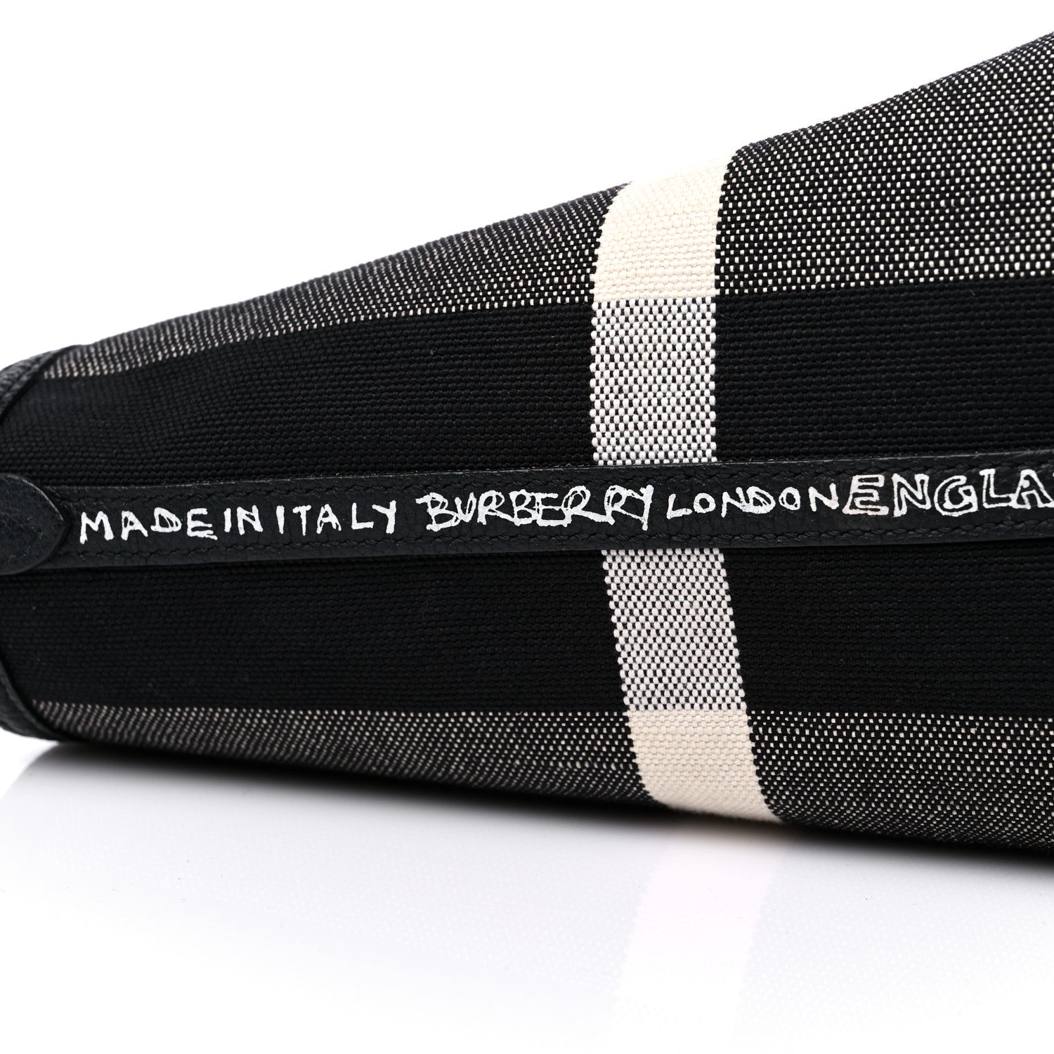 Burberry Coated Canvas Mega Check Medium Doodle Tote Black White 15 of 22