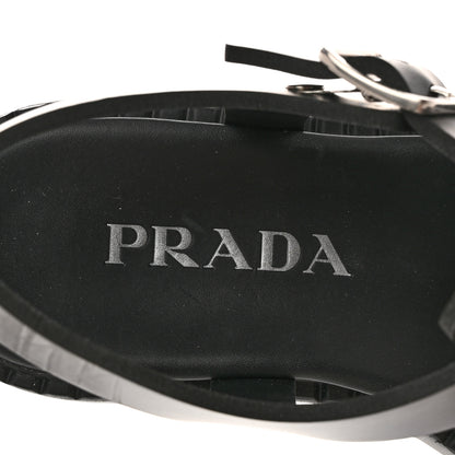 Prada Foam Rubber Metal Triangle Logo 50mm Cage Sandals 38 Black 7 of 8