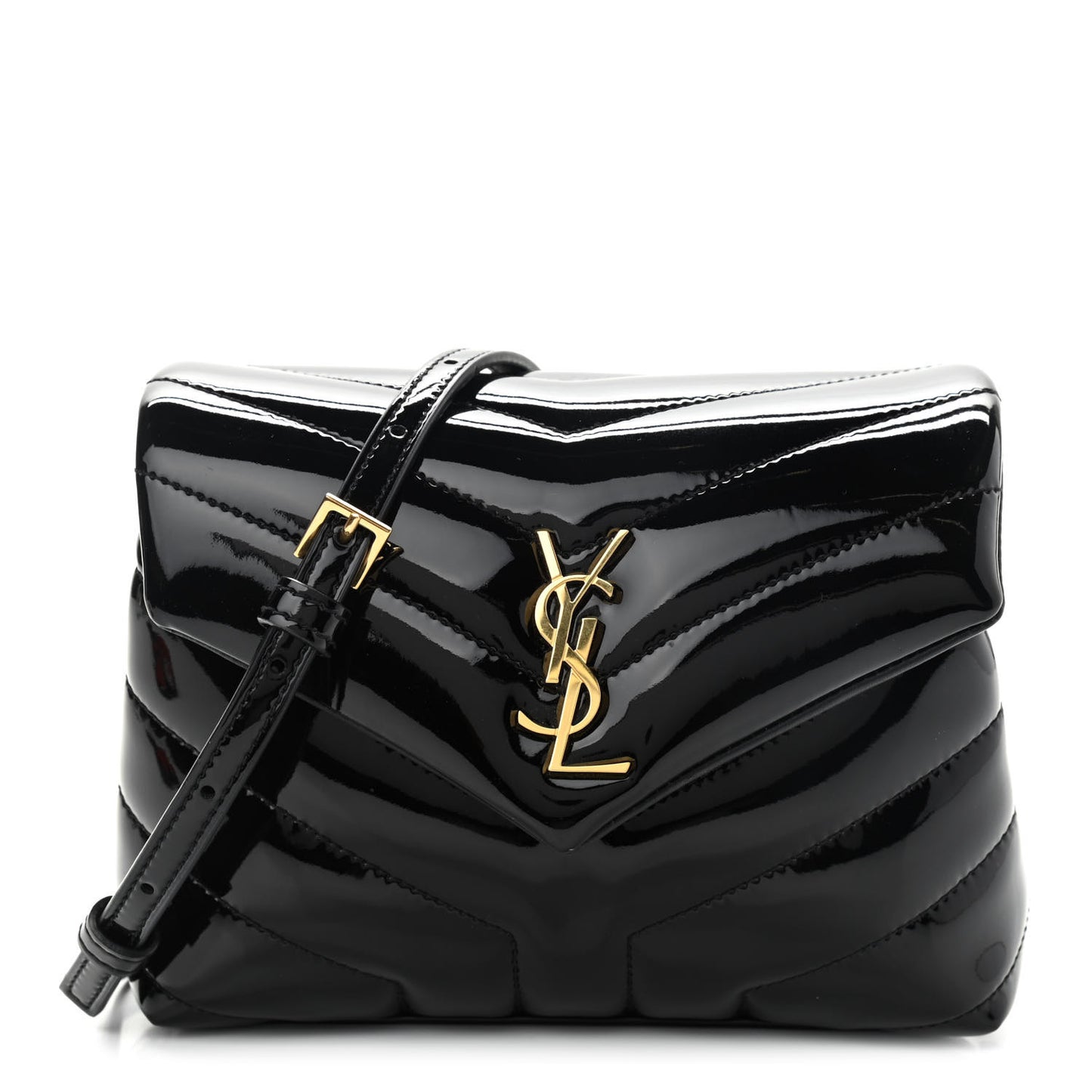 Patent Y Quilted Monogram Toy Loulou Crossbody Bag Black