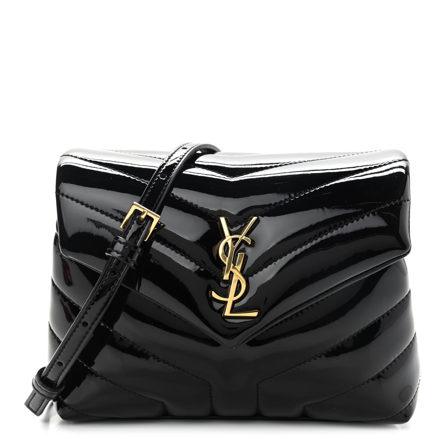 Saint Laurent Patent Y Quilted Monogram Toy Loulou Crossbody Bag Black 1 of 10
