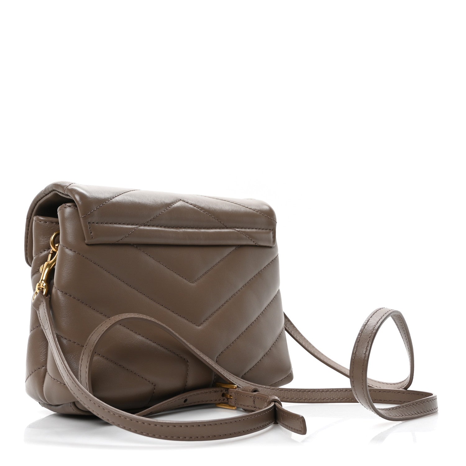 Saint Laurent Calfskin Y Quilted Monogram Toy Loulou Crossbody Bag Taupe 3 of 10