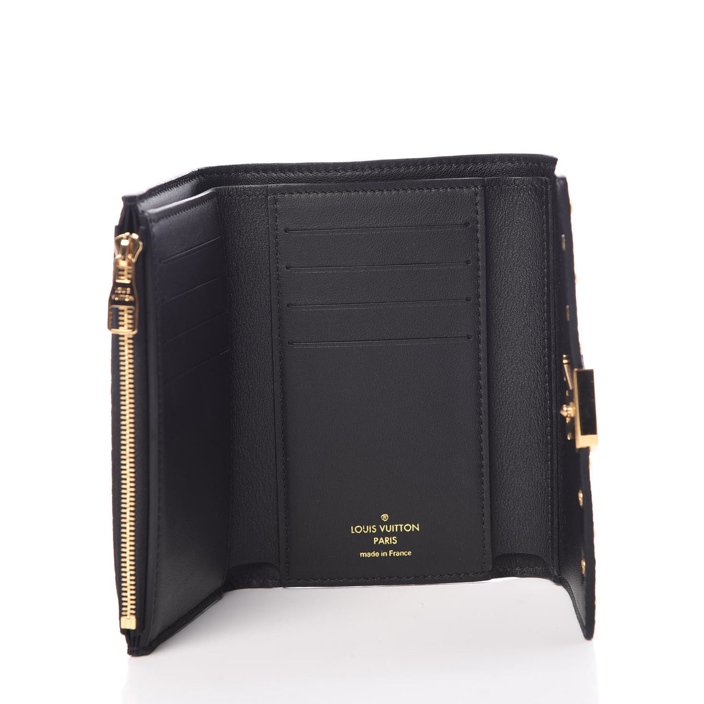 Taurillon Capucines Studded Compact Wallet Black