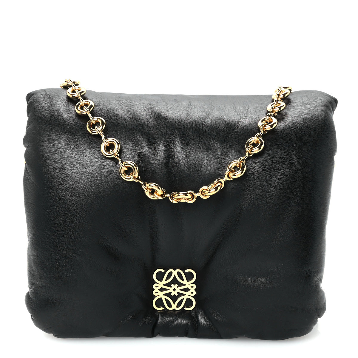Lambskin Small Goya Puffer Bag Black