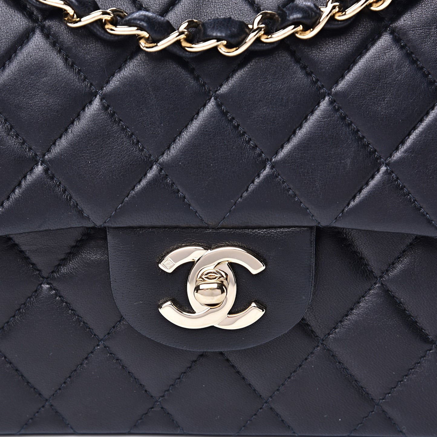 Lambskin Quilted Small Double Flap Black