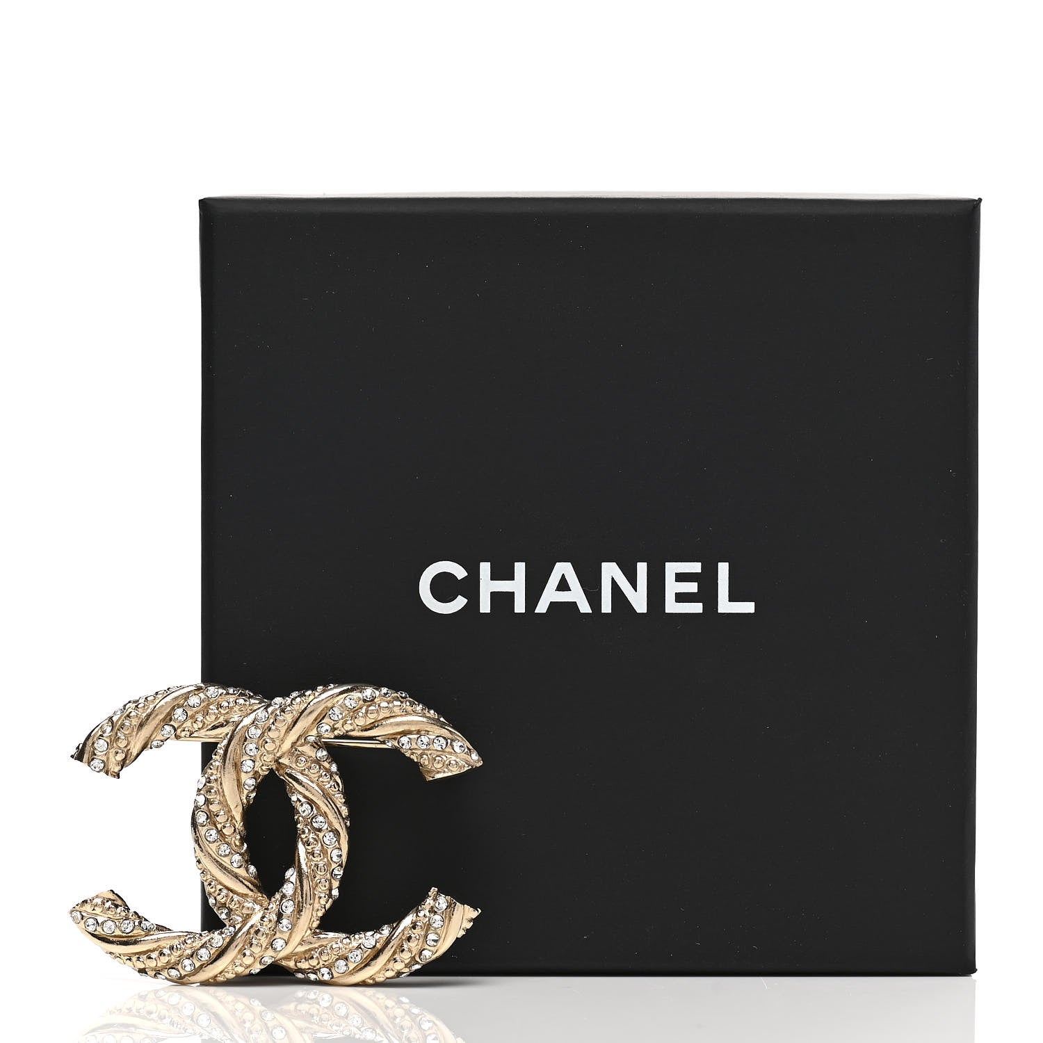 Chanel Crystal Twisted CC Brooch Light Gold 5 of 5