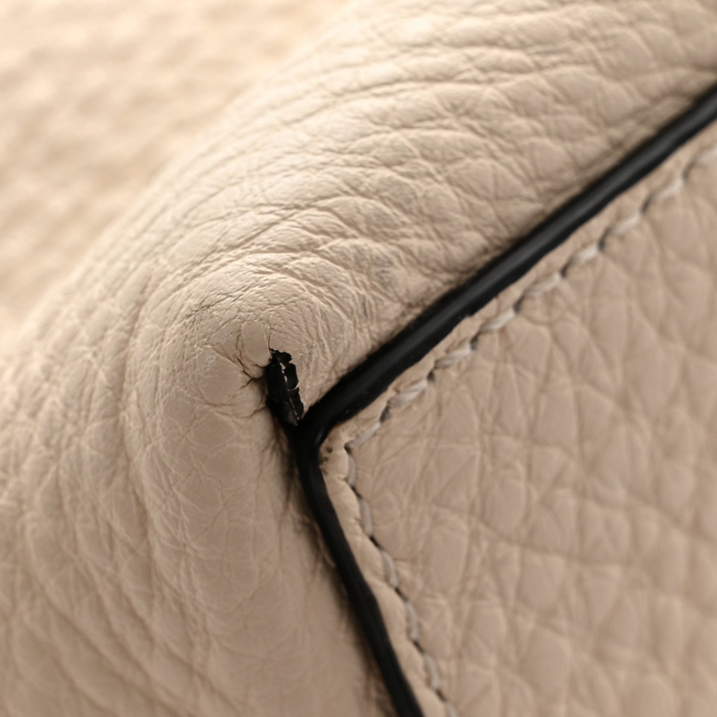 Grained Calfskin Small Rockstud Flip Lock Tote Light Ivory Rubino