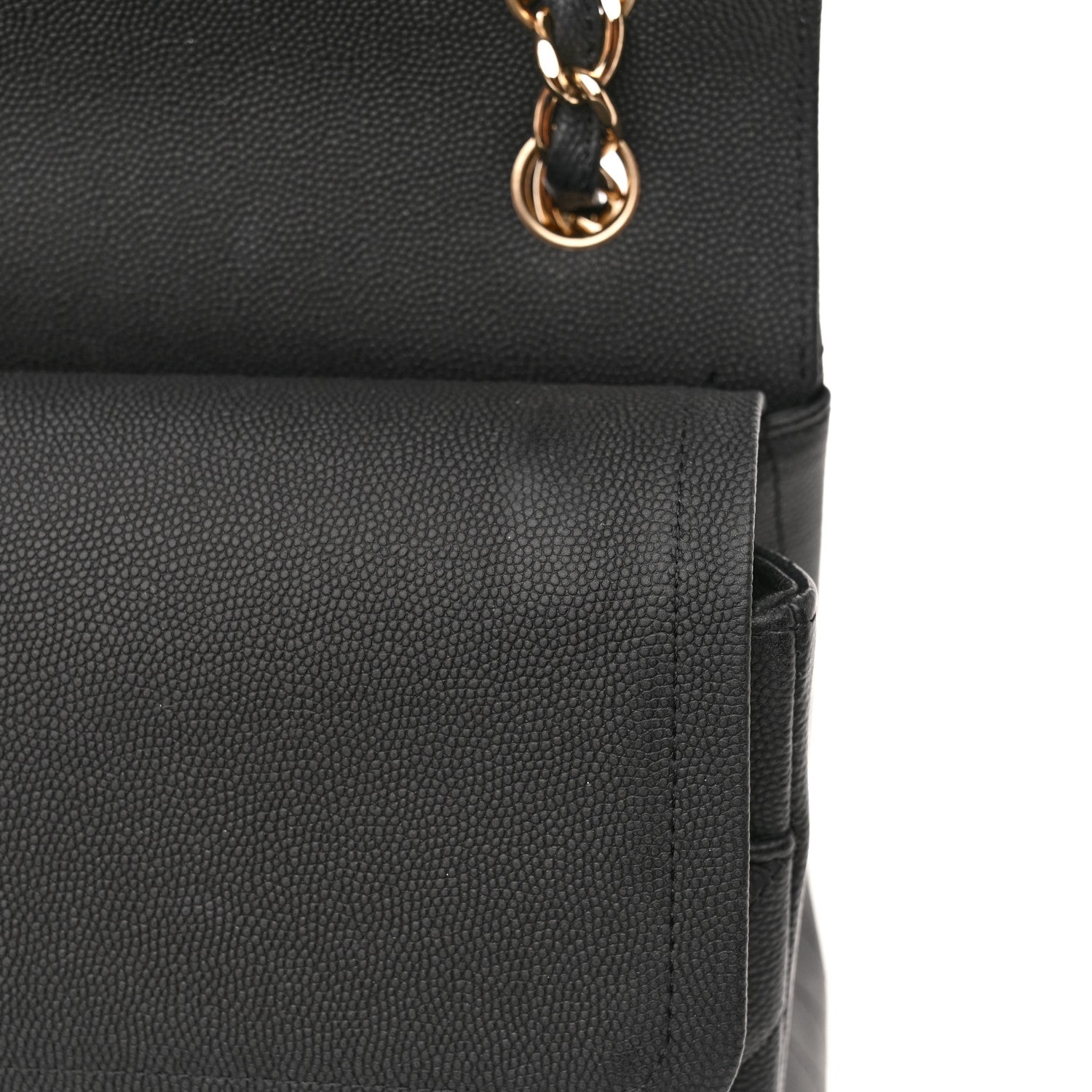 Chanel Caviar Chevron Quilted Jumbo Double Flap Black 12 of 13