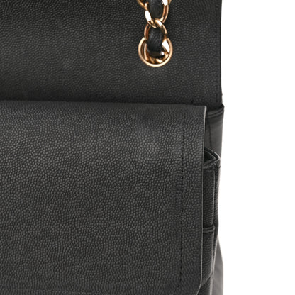 Chanel Caviar Chevron Quilted Jumbo Double Flap Black 12 of 13