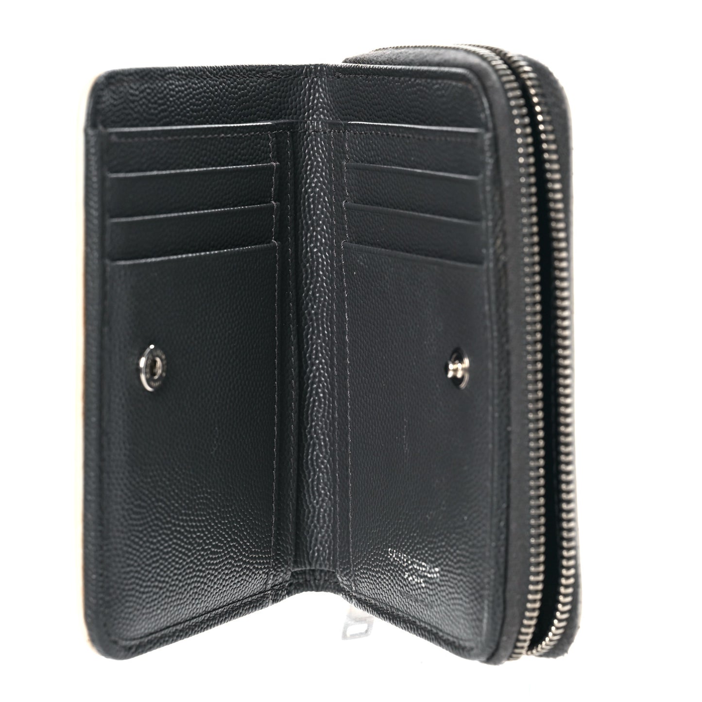 Grain De Poudre Matelasse Chevron Monogram Compact Zip Around Wallet Asphalt White