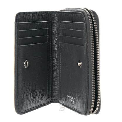 Saint Laurent Grain De Poudre Matelasse Chevron Monogram Compact Zip Around Wallet Asphalt White 5 of 10