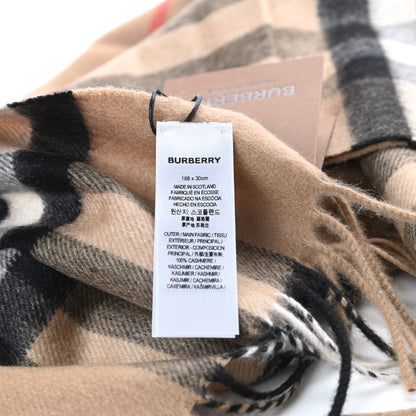 Burberry Cashmere Giant Check Fringe Scarf Archive Beige 3 of 4