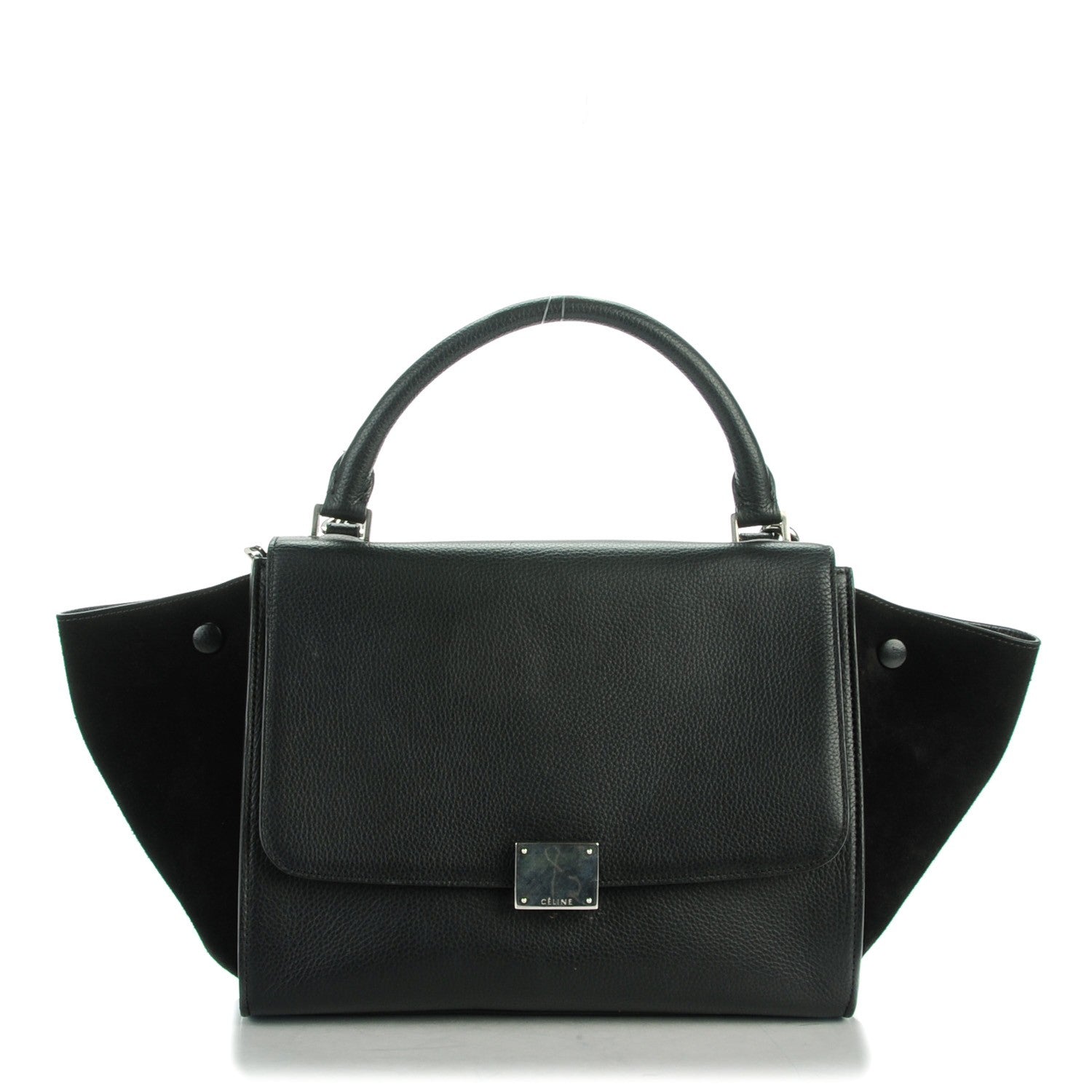 Celine Drummed Calfskin Suede Small Trapeze Black 1 of 8