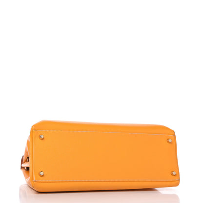 Hermes Epsom Candy Kelly Retourne 35 Jaune D'Or Feu 4 of 11
