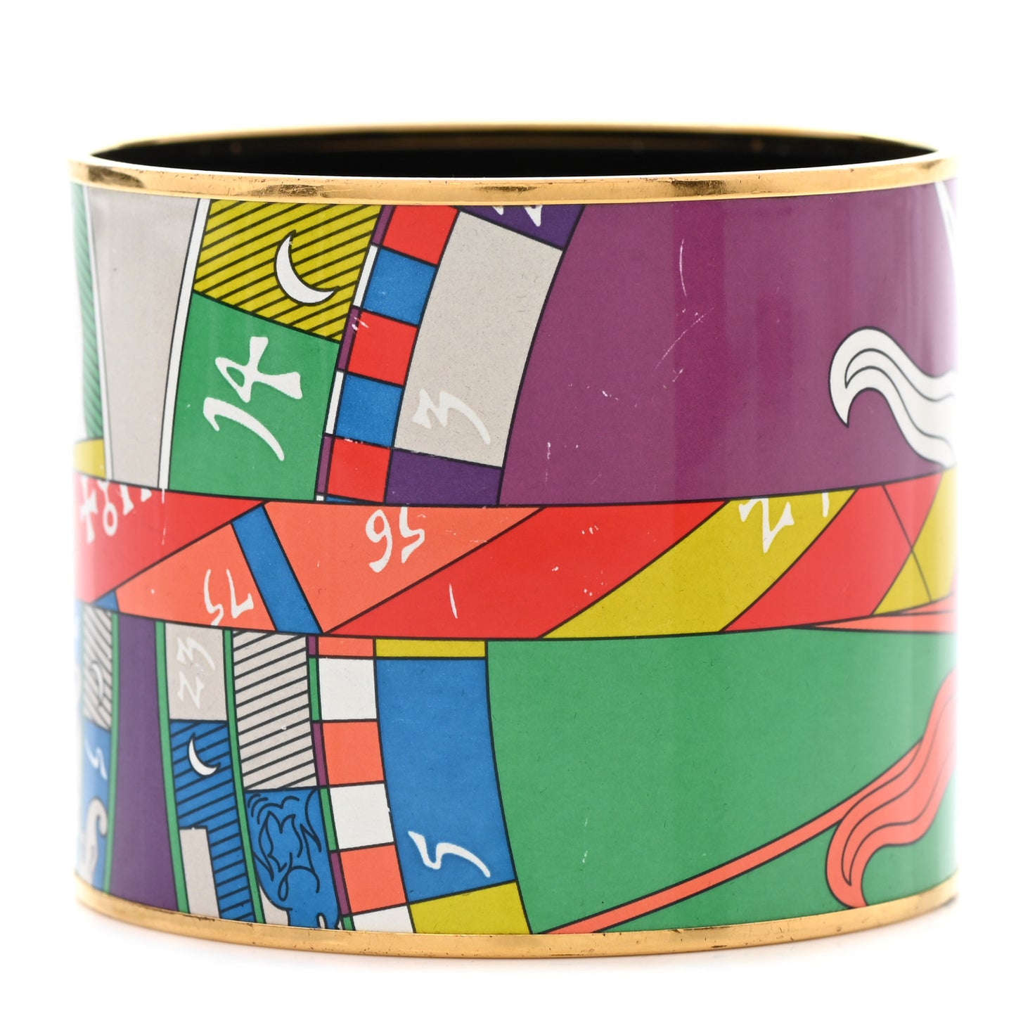 Enamel Printed Mega Wide Astrologie Bracelet 65 Vert Fluo Rose Indien Cobalt
