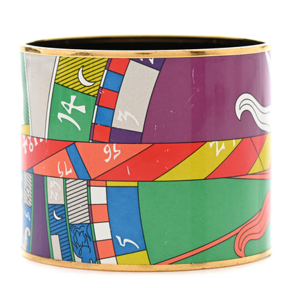 Hermes Enamel Printed Mega Wide Astrologie Bracelet 65 Vert Fluo Rose Indien Cobalt 1 of 9