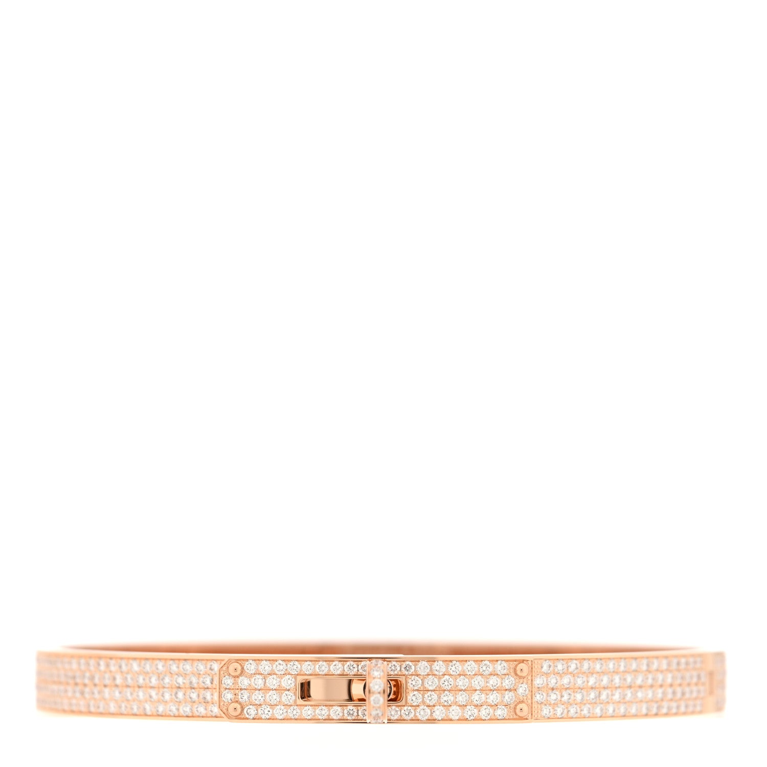 Hermes 18K Rose Gold Diamond PM Kelly Full Pave Bracelet 1 of 4