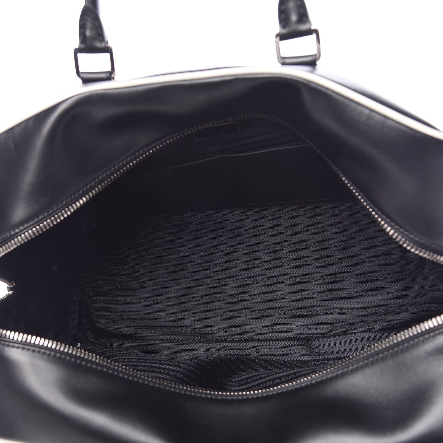 Prada Vitello Bicolor Bowler Black Talco 5 of 10