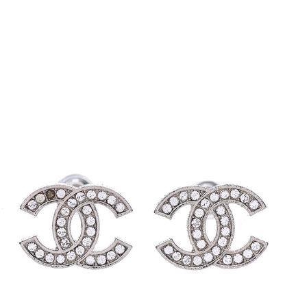 Chanel Crystal CC Earrings Silver 1 of 4