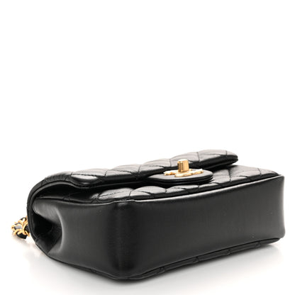 Chanel Shiny Lambskin Quilted Pearl Twist Mini Square Flap Black 4 of 11