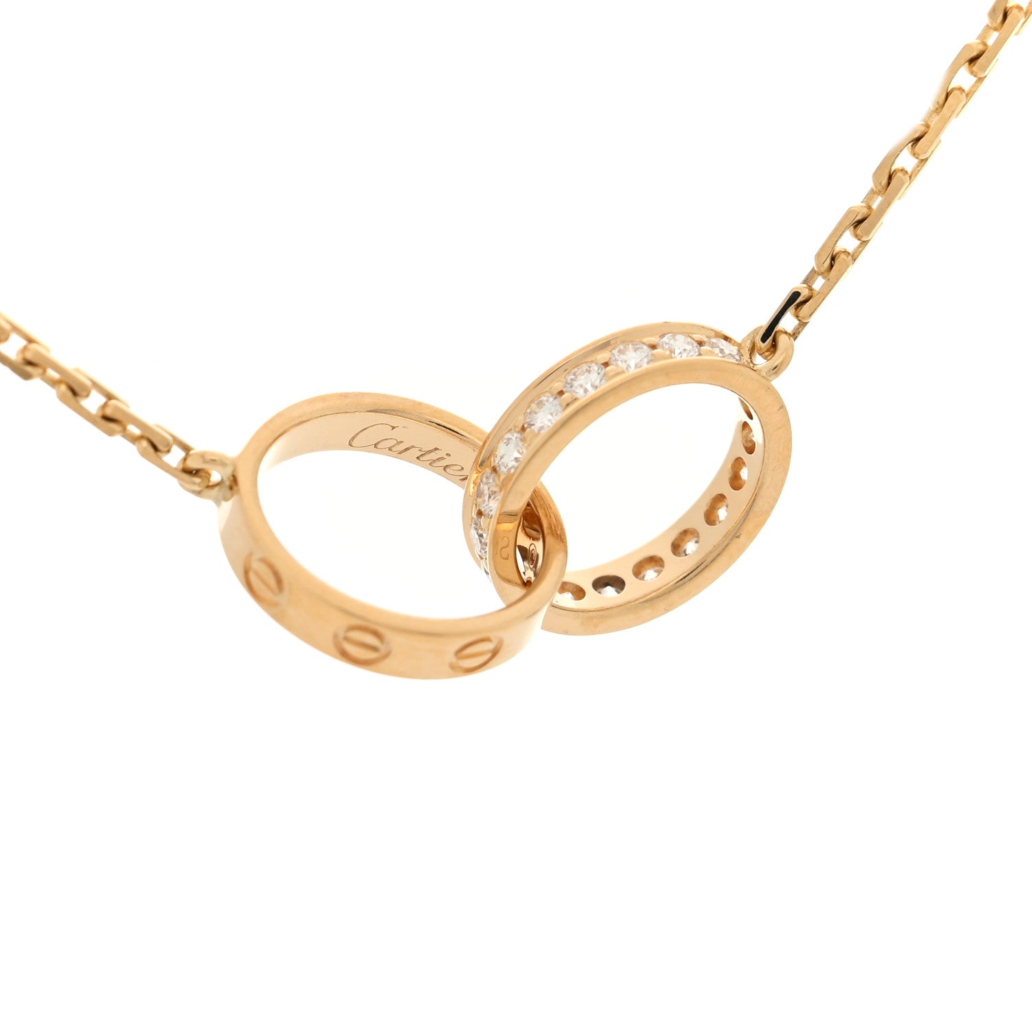Cartier 18K Yellow Gold Diamond Interlocking LOVE Necklace 4 of 5