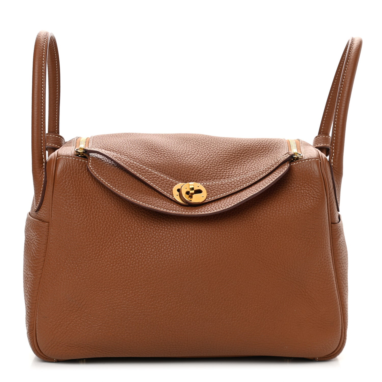 Hermes Taurillon Clemence Verso Lindy 30 Gold Rouge Tomate 1 of 9