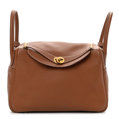 Hermes Taurillon Clemence Verso Lindy 30 Gold Rouge Tomate 1 of 9